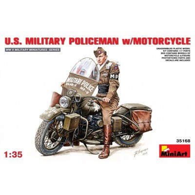 U.S. MILITARY POLICEMAN w/MOTORCYCLE WWII - 1/35 SCALE - MINIART